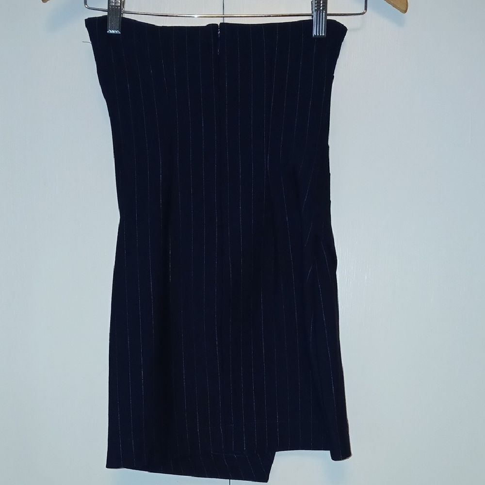 NWT Wild Fable Black Asymmetrical Pinstripe Halter Mini Dress - Picture 3 of 3